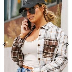 Kittenish Living Neutral Plaid shirt